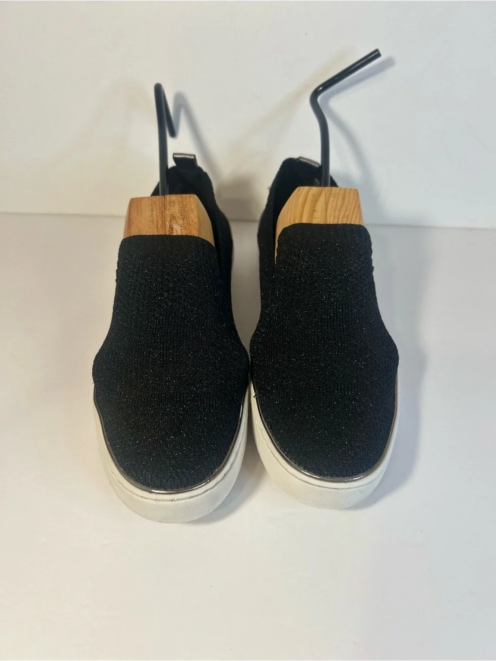 Michael Kors Black Knit Slip-On Sneakers with White Soles